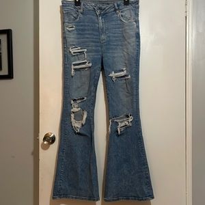 American eagle flare ripped jeans